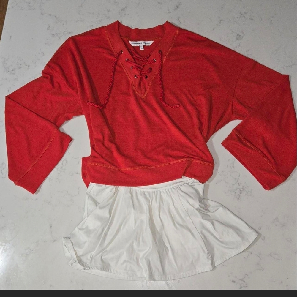 Lace-Up Red Sweater